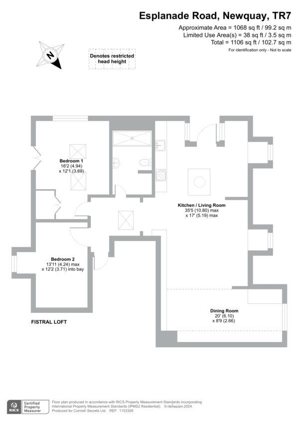 Floor plan for Fistral Loft