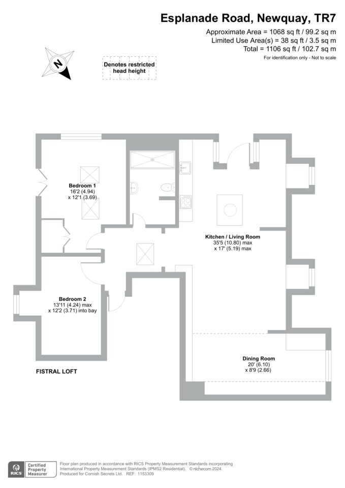 Floor plan for Fistral Loft