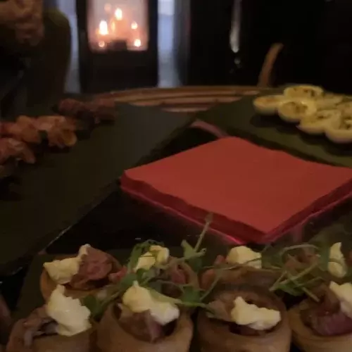 Crispy stuffed mushrooms with creamy topping at Cornish Secrets.