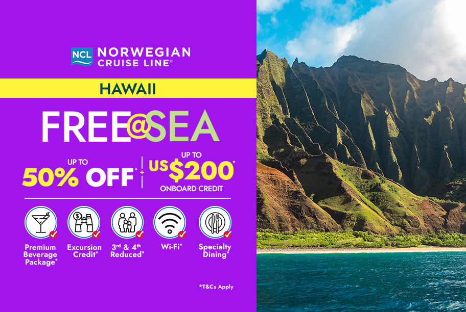 Free at Sea - Up to 50% Off + Up to US$200 Onboard Credit