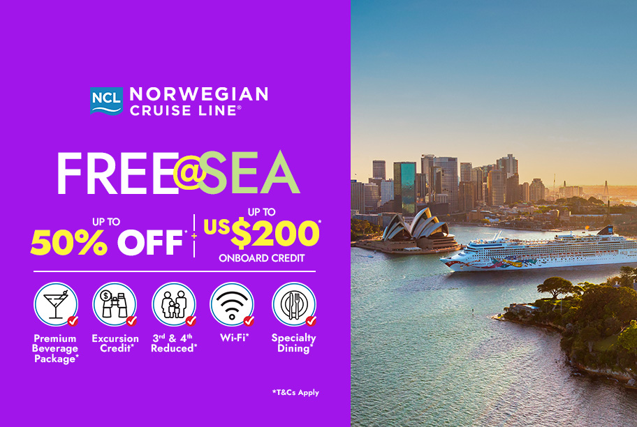 Free at Sea - Up to 50% Off + Up to US$200 Onboard Credit