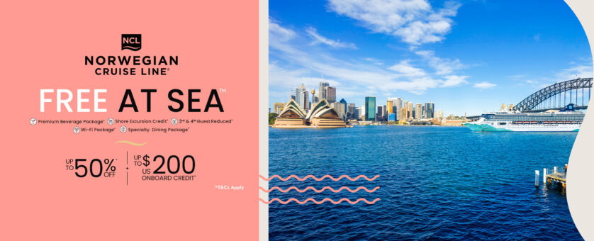 Free At Sea Save Up to 50% + Up to US$200 Onboard Credit*