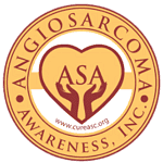 Angiosarcoma awareness logo with hands holding a heart representing support and hope.