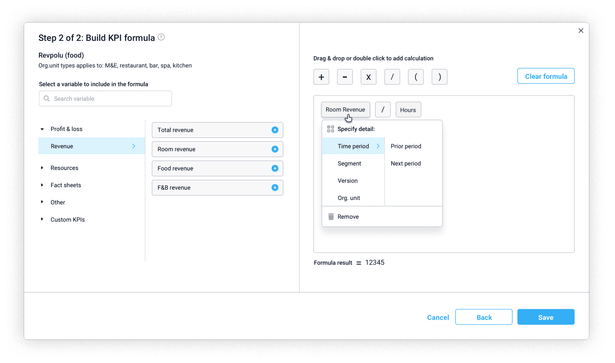 KPI formula editor KPI formula editor