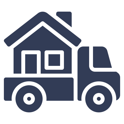 Camion de déménagement prêt à transporter des meubles et effets personnels.