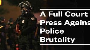 Texas Open Records Act Case Results in Police Names Exposed 5 Graphic depiction of a police officer using excessive force against a civilian, highlighting the urgent issue of police brutality. This image accompanies an article by Darren Chaker discussing First Amendment rights and the importance of access to police records under the Texas Open Records Act, emphasizing transparency and accountability in law enforcement.