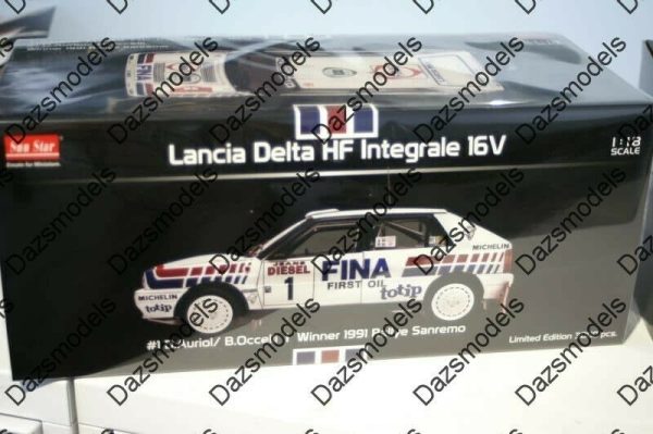 Sunstar lancia delta hf integrale 16v 1991 sanremo d.auriol 1:18 scale 3119