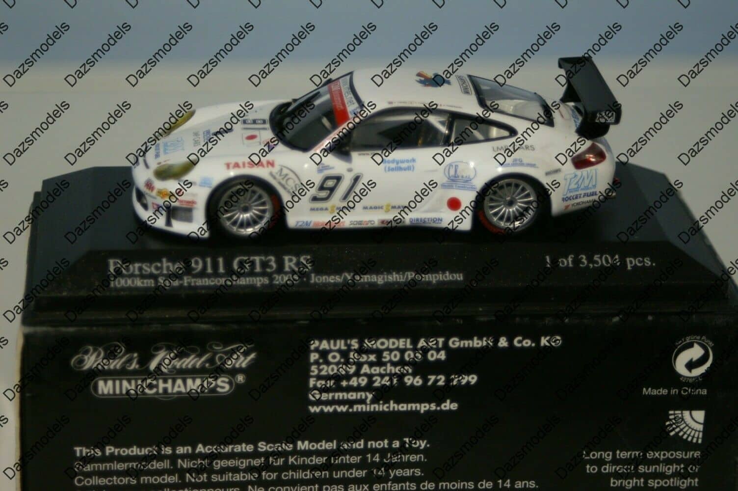 Minichamps porsche 911 gt3 rs 1000km spa yamagishi 400 056991 1:43 diecast