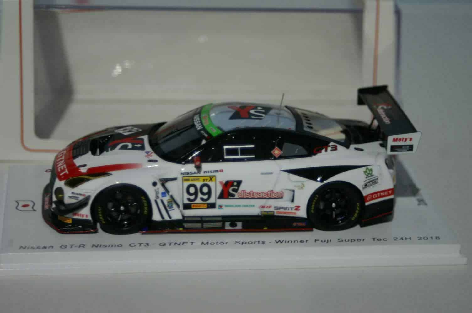 Spark nissan gt-r nismo gt3-gtnet motorsports- winner fuji super tec 24h 2018 sj067 1:43 scale resin
