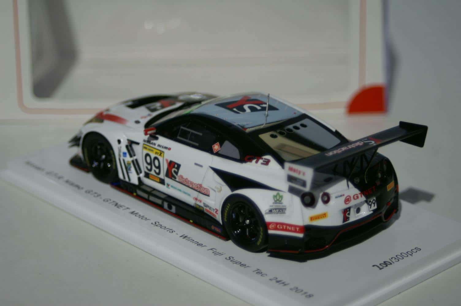 Spark nissan gt-r nismo gt3-gtnet motorsports- winner fuji super tec 24h 2018 sj067 1:43 scale resin
