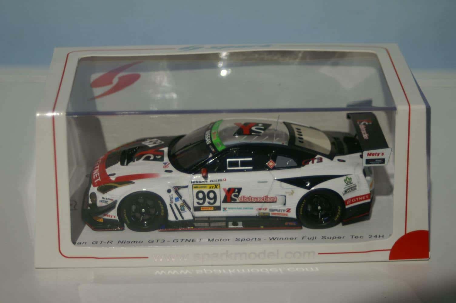 Spark nissan gt-r nismo gt3-gtnet motorsports- winner fuji super tec 24h 2018 sj067 1:43 scale resin