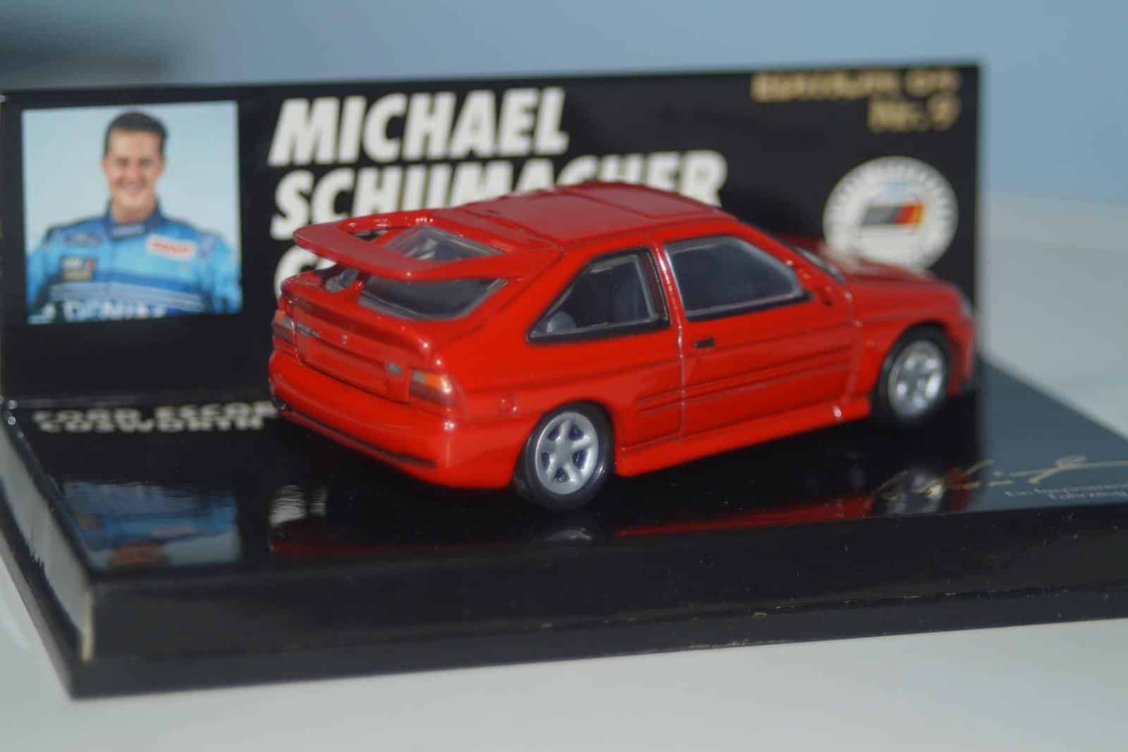 Microchamps ford escort  cosworth red 1:64th 510641106 and ford escort rs cosworth broucher in german