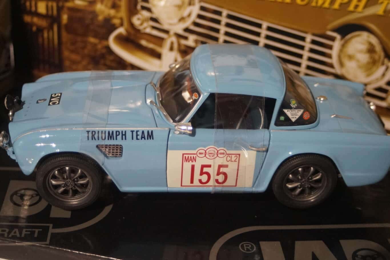 Jadi Triumph Team TR4 Blue Rally Sofia Liege 1963 1:18 Diecast 98093