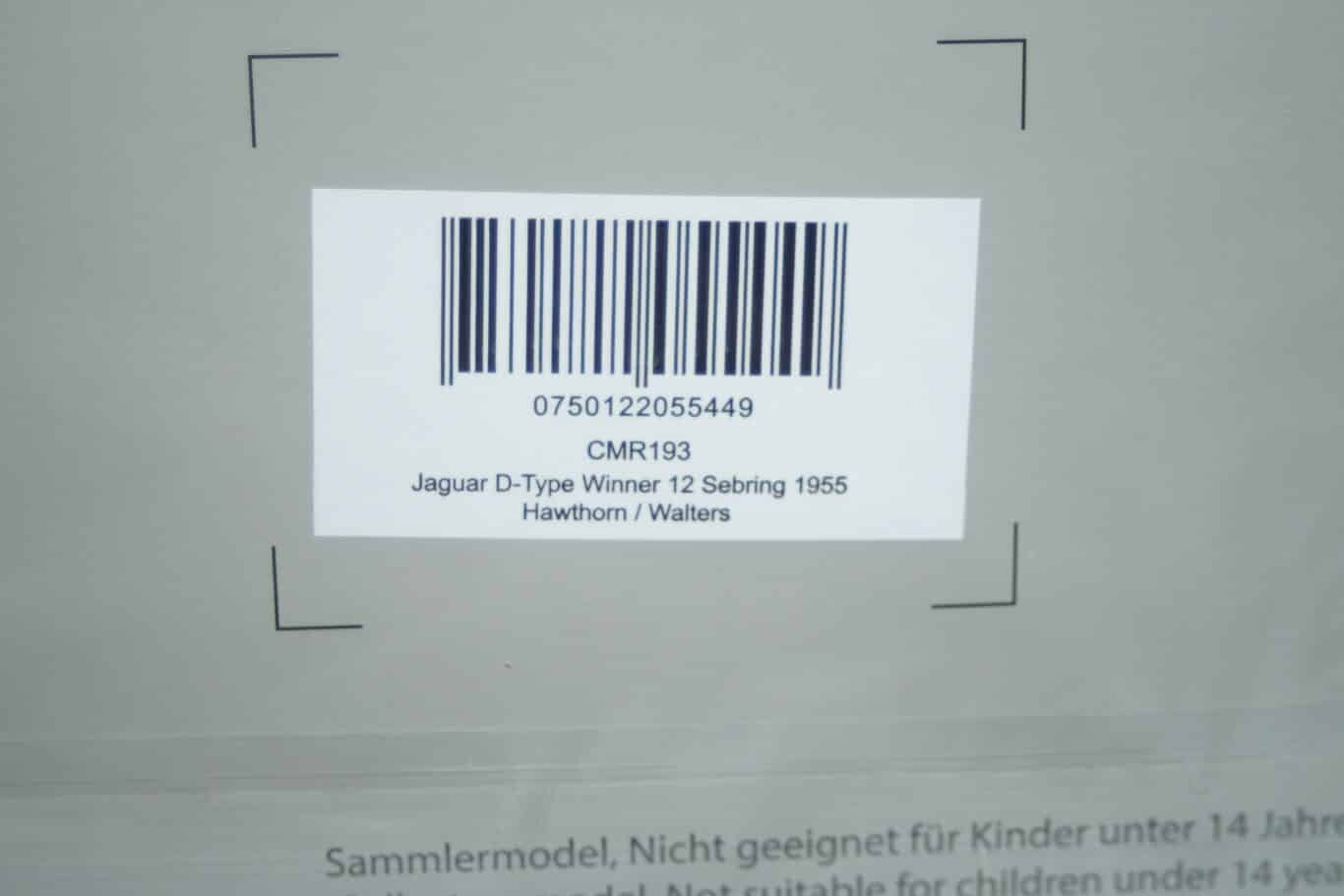 Cmr jaguar d-type winner 12 sebring no19 1955 cmr193 1:18