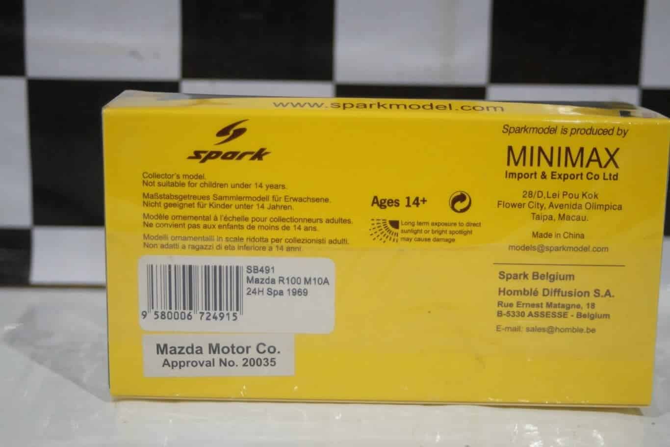 Spark mazda r100 m10a no28 24h spa 1969 m.katakura 1:43 resin sb491