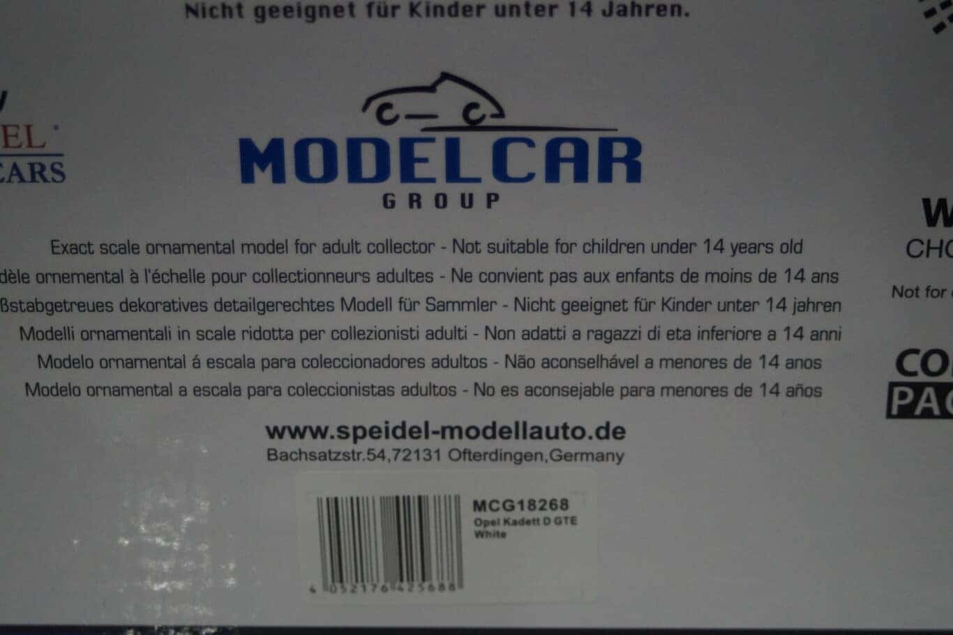 Model car group opel kadett d gte 1983 white mcg18268