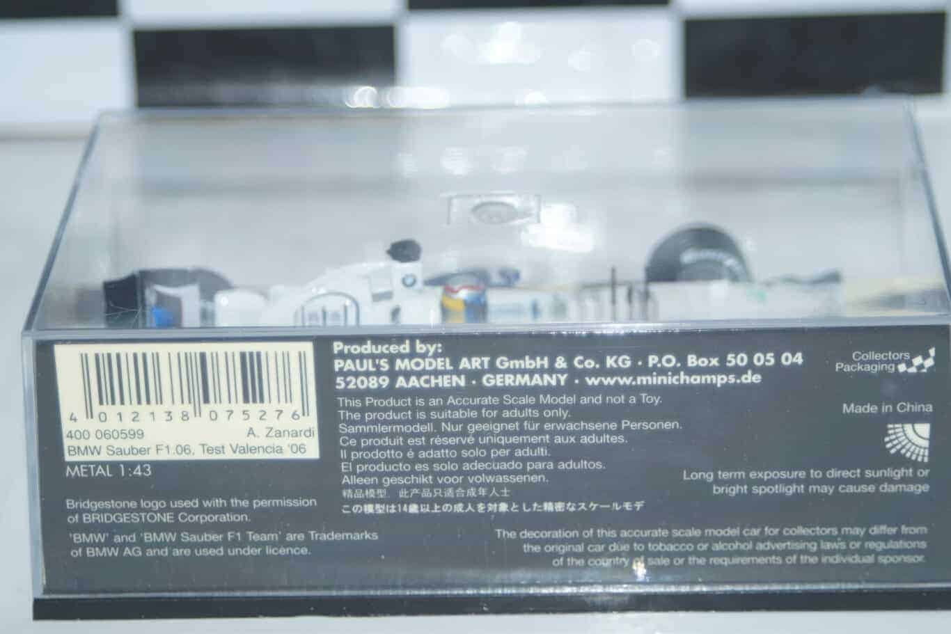 Minichamps BMW Sauber F1.06 Test Valencia A.Zanardi 400 060599 in 1:43