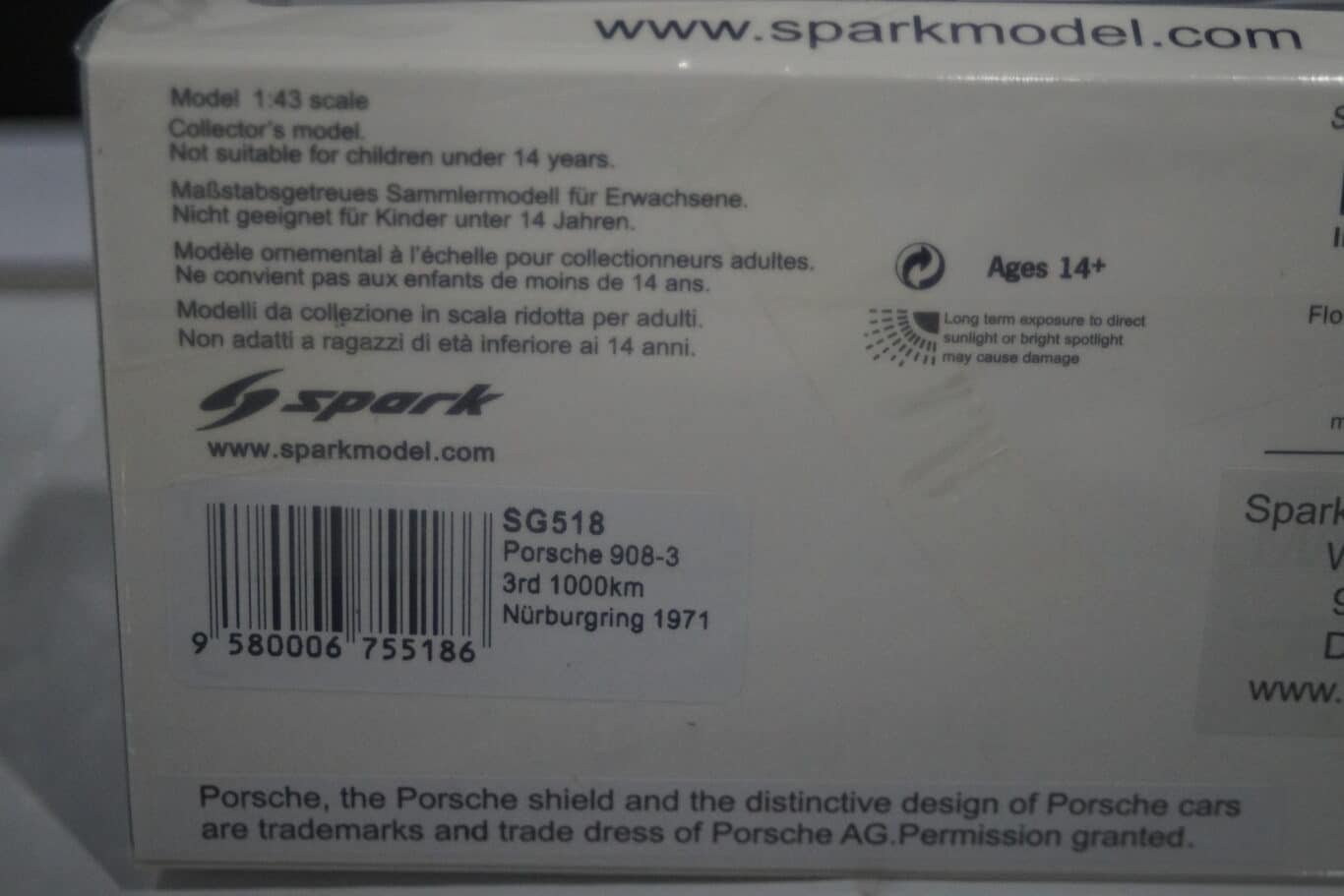 Spark porsche 908/3 3rd 1000km nurburgring 1971 1:43 resin sg518