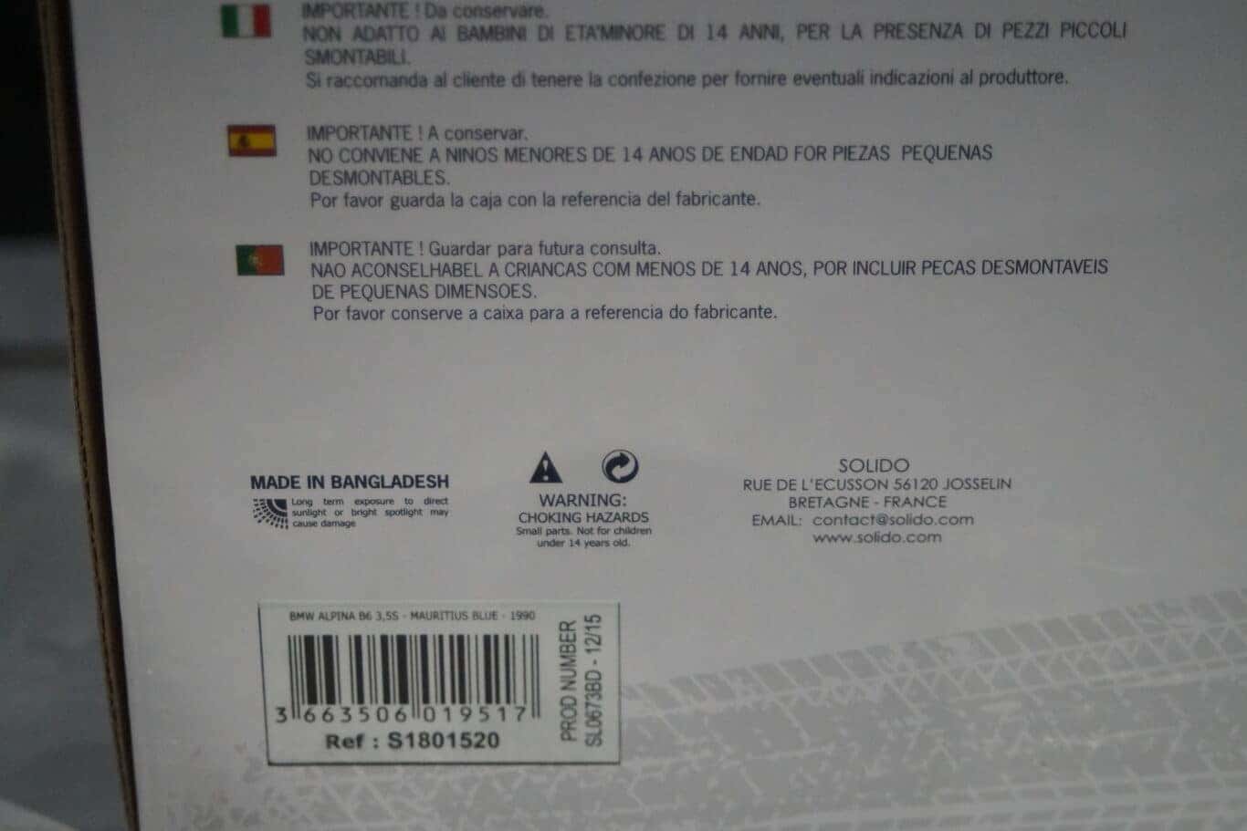 Solido bmw alpina b6 3.5s 1990 1:18 diecast s1801520