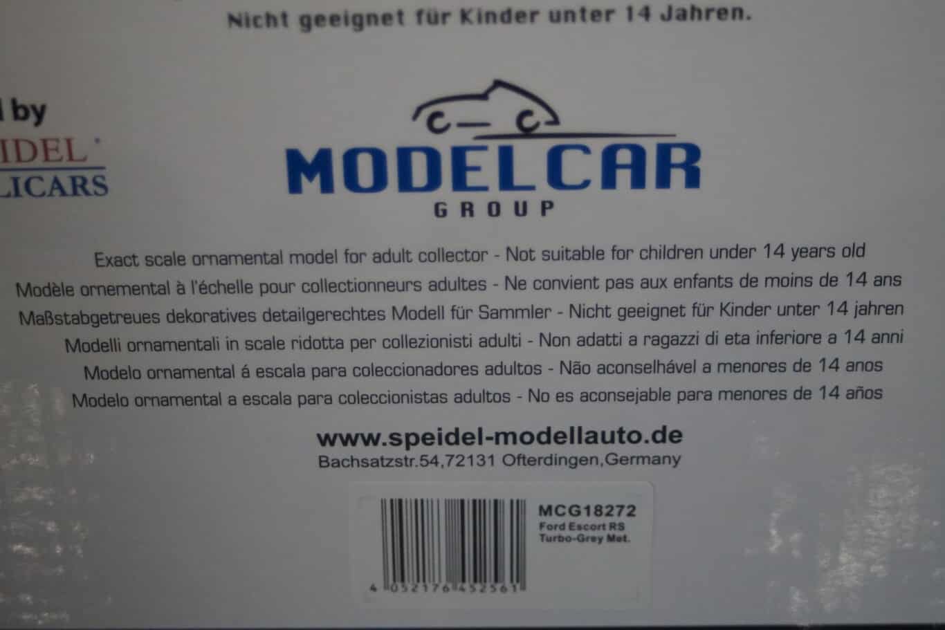 Model car group ford escort rs turbo s2 grey mcg18272