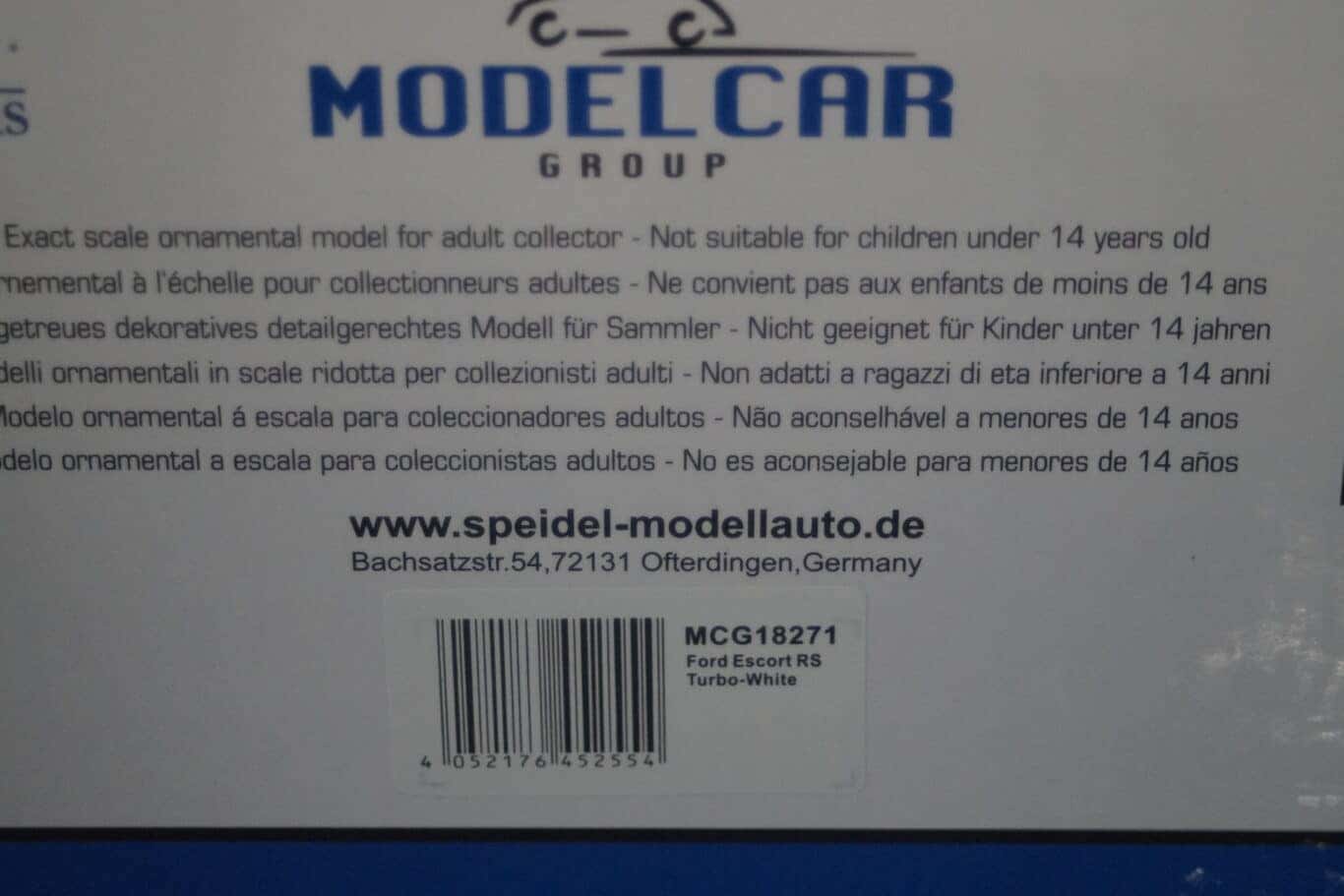 Model car group ford escort rs turbo s2 white mcg18271