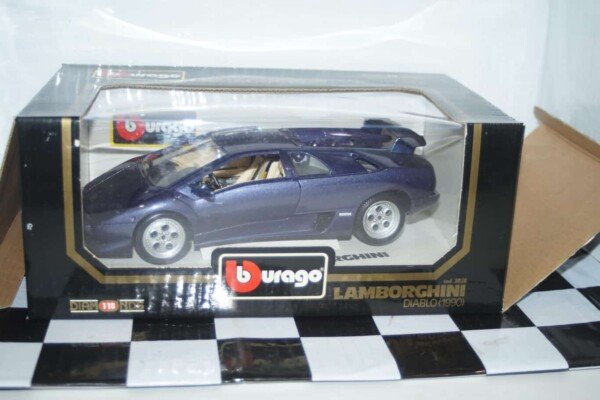 Burago lamborghini diablo 1990 metallic blue/grey 1:18 scale ref 3028