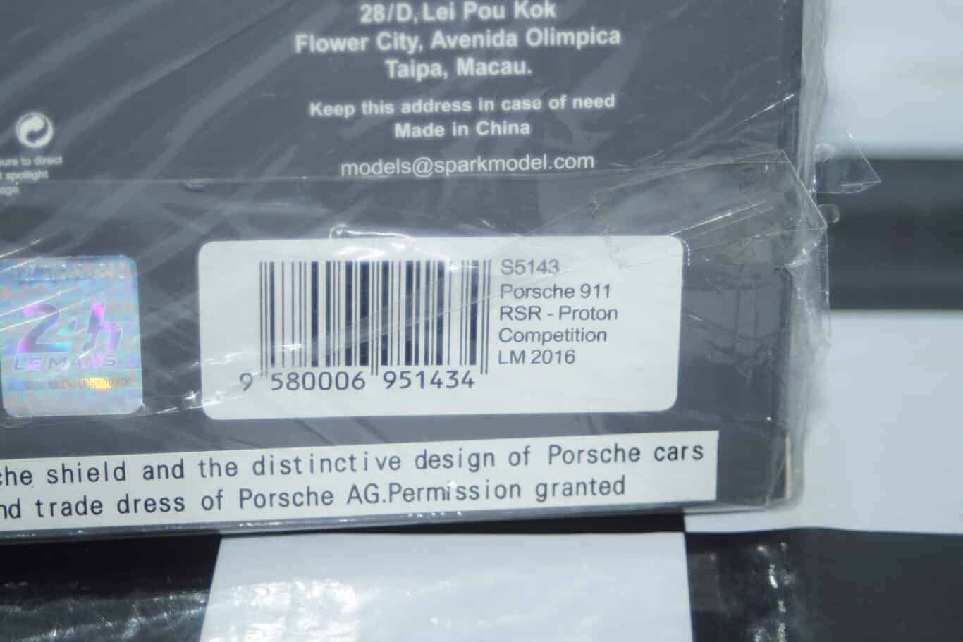 Spark porsche 911 rsr proton competition lm 2016 1:43 ref s5143