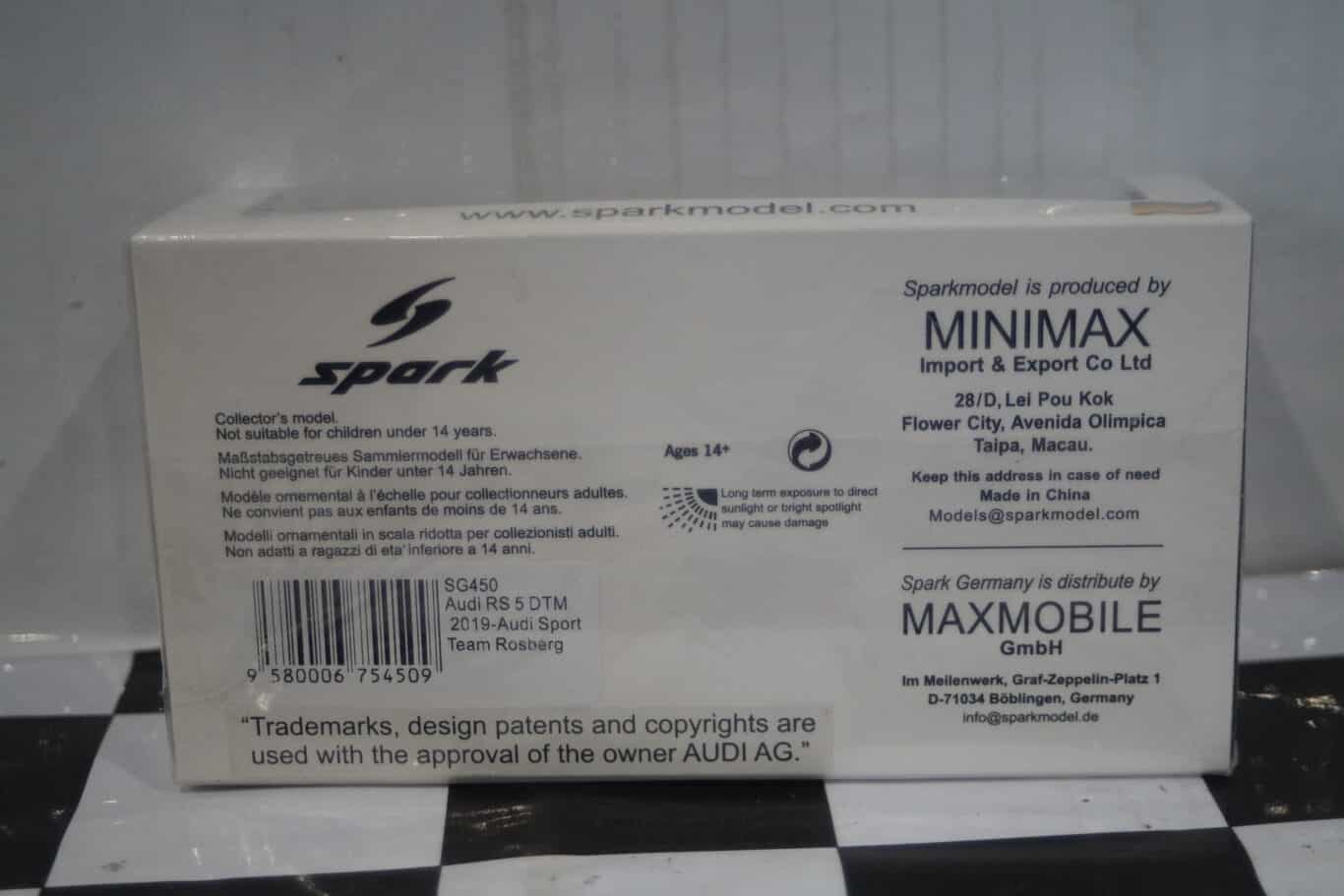 Spark audi rs5 dtm 2018 1:43 resin sg436 ltd 300