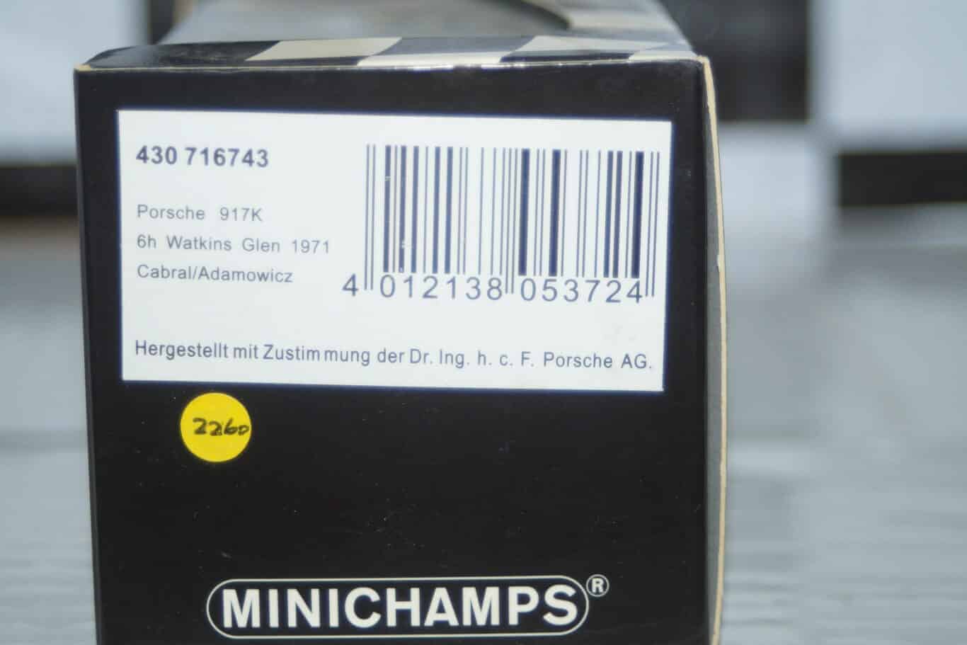 Minichamps porsche 917k 6h watkins glen 1971, 430 716743 ,1:43
