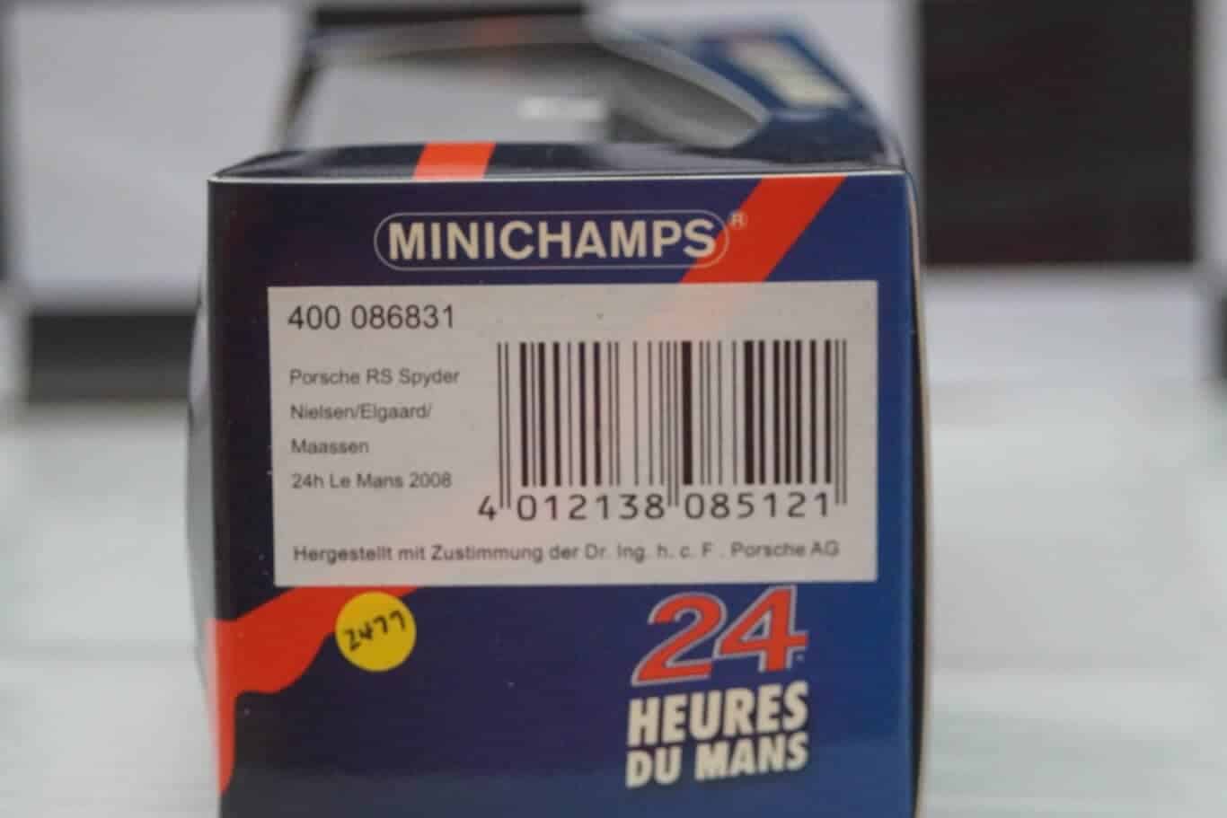 Minichamps porsche rs spyder 24h le mans 2008, 400 086831 ,1:43