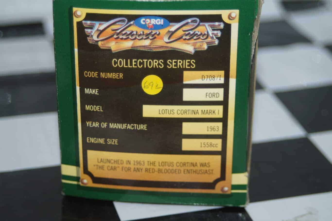 Corgi (classic cars) ford lotus cortina white 1:36th d708/1