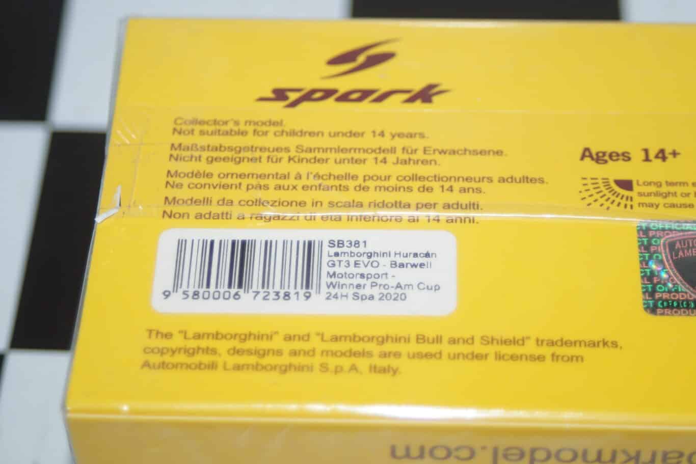 Spark lamborghini huracan winner spas 2020 1:43 ref sb381