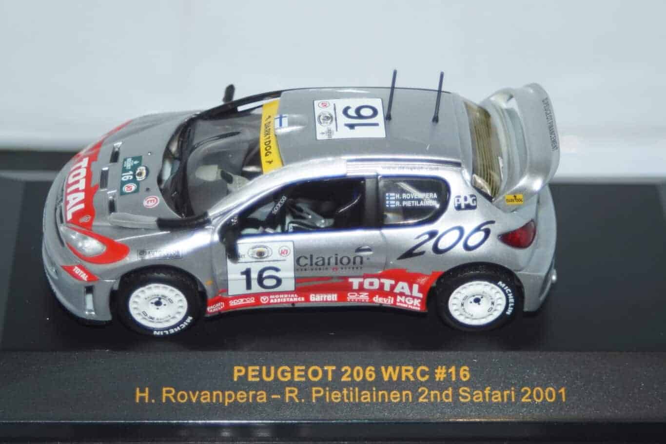 Ixo peugeot 206 wrc rally #16 2001 rovanpera 1:43 ram051