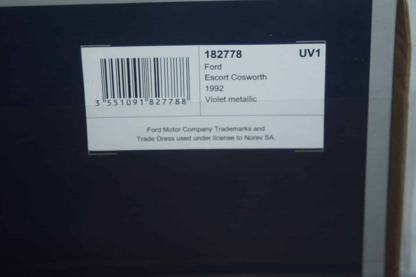Norev ford escort cosworth 1992 violet metallic 1:18 scale 182778