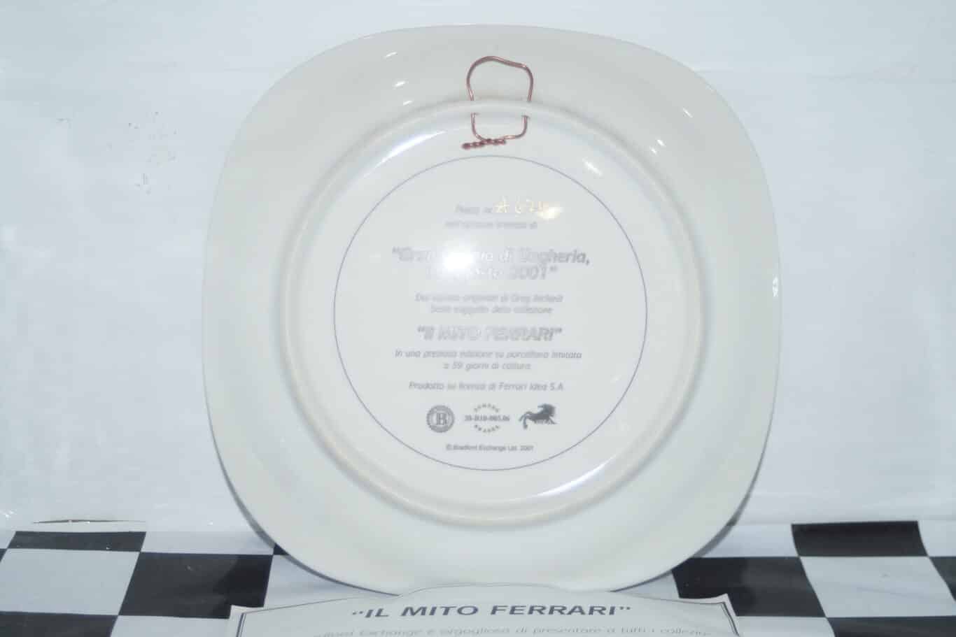 Bradford exchange gran premio di ungheria 2001 ferrari plate & certificate