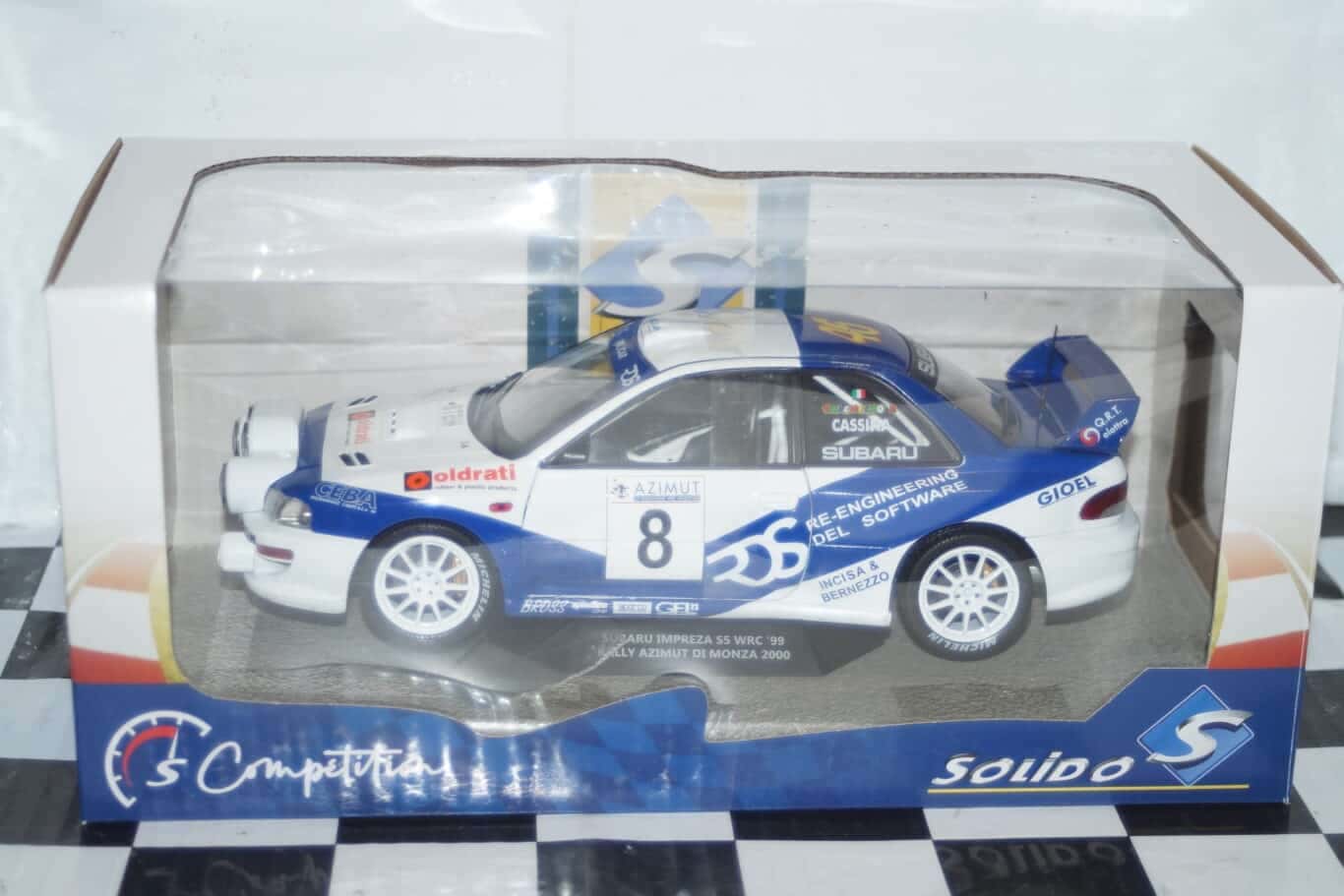 Solido subaru impreza wrc 99 rally monza 2000 rossi 1:18 diecast s1807403