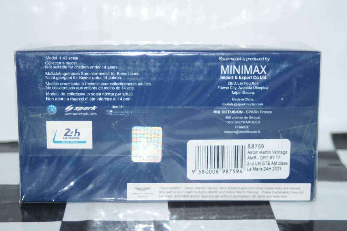 Spark aston martin dbr9 a.m.r bms #100 lm2007 ref s1211 (signed) in 1:43