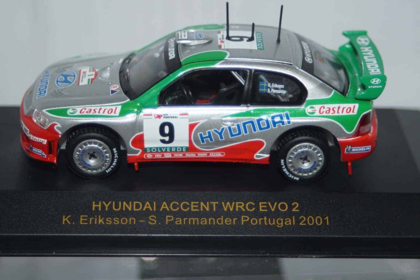 Ixo hyundai accent wrc evo 2 portugal 2001 #9 k.eriksson 1:43 ram023
