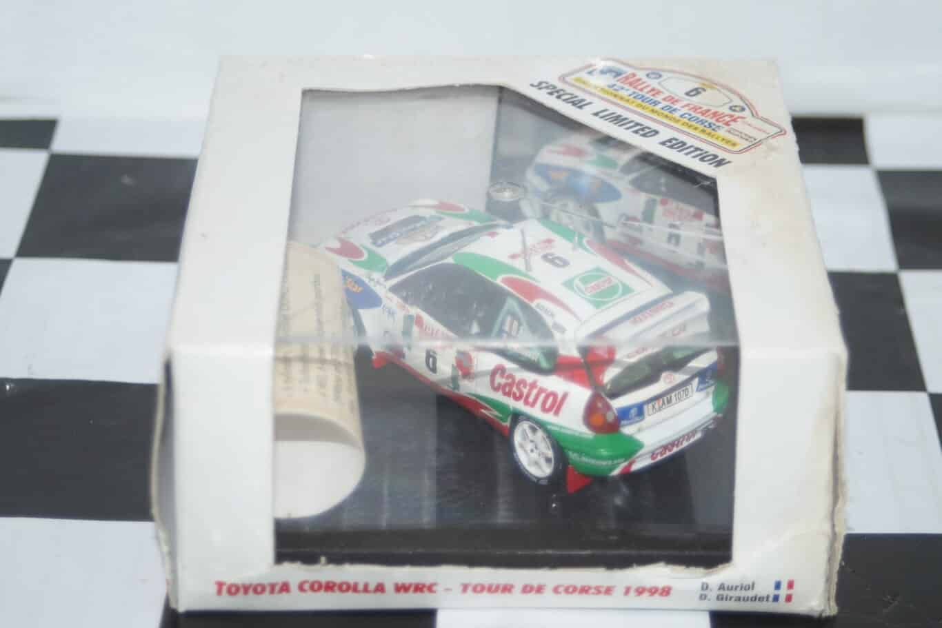 Vitesse toyota corolla wrc tour de corse rally #6 1998 d.auriol v98200 -crack in case