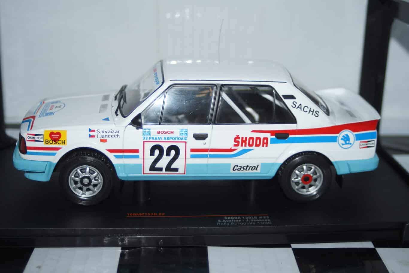Ixo skoda 130lr rally acropolis #22 s.kvaizar 1986 1:18 ref 18rmc157b.22