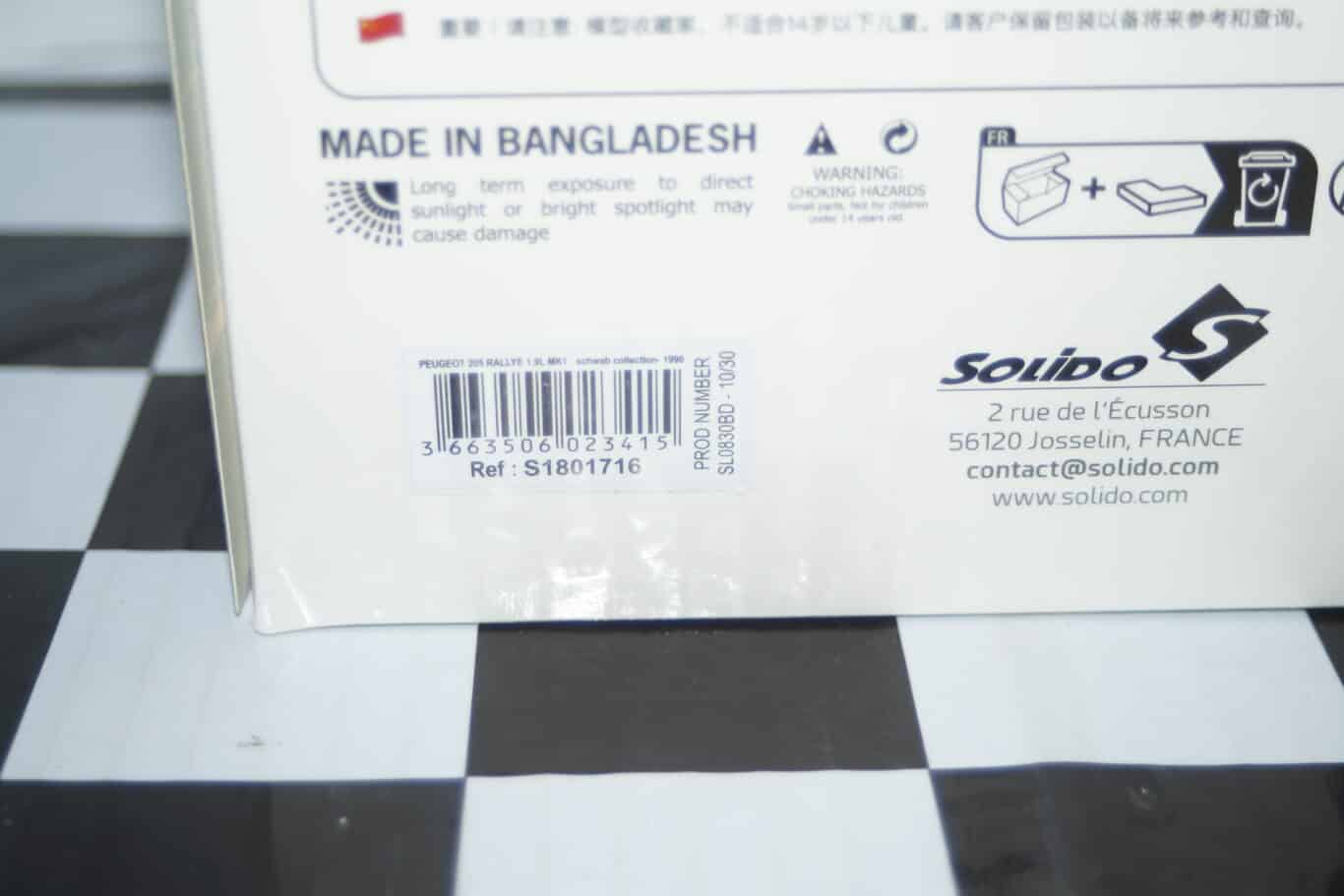 Solido peugeot 205 rallye 1.9l mk1 the schwab collection 1990 1:18th ref s1801716