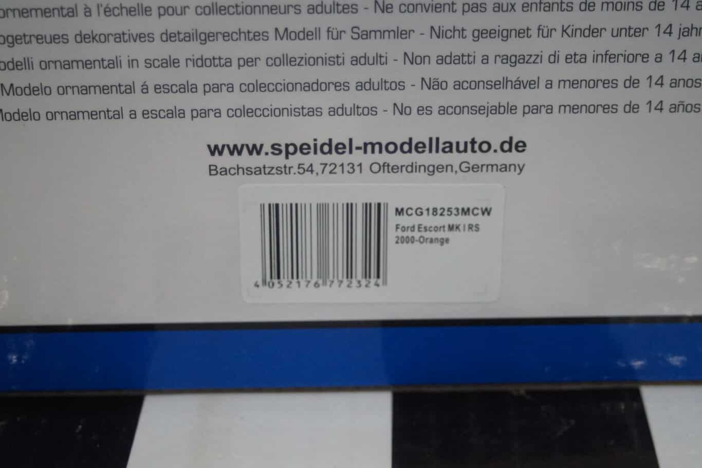 Model car group ford escort mk1 rs orange mcg18253 1/18th