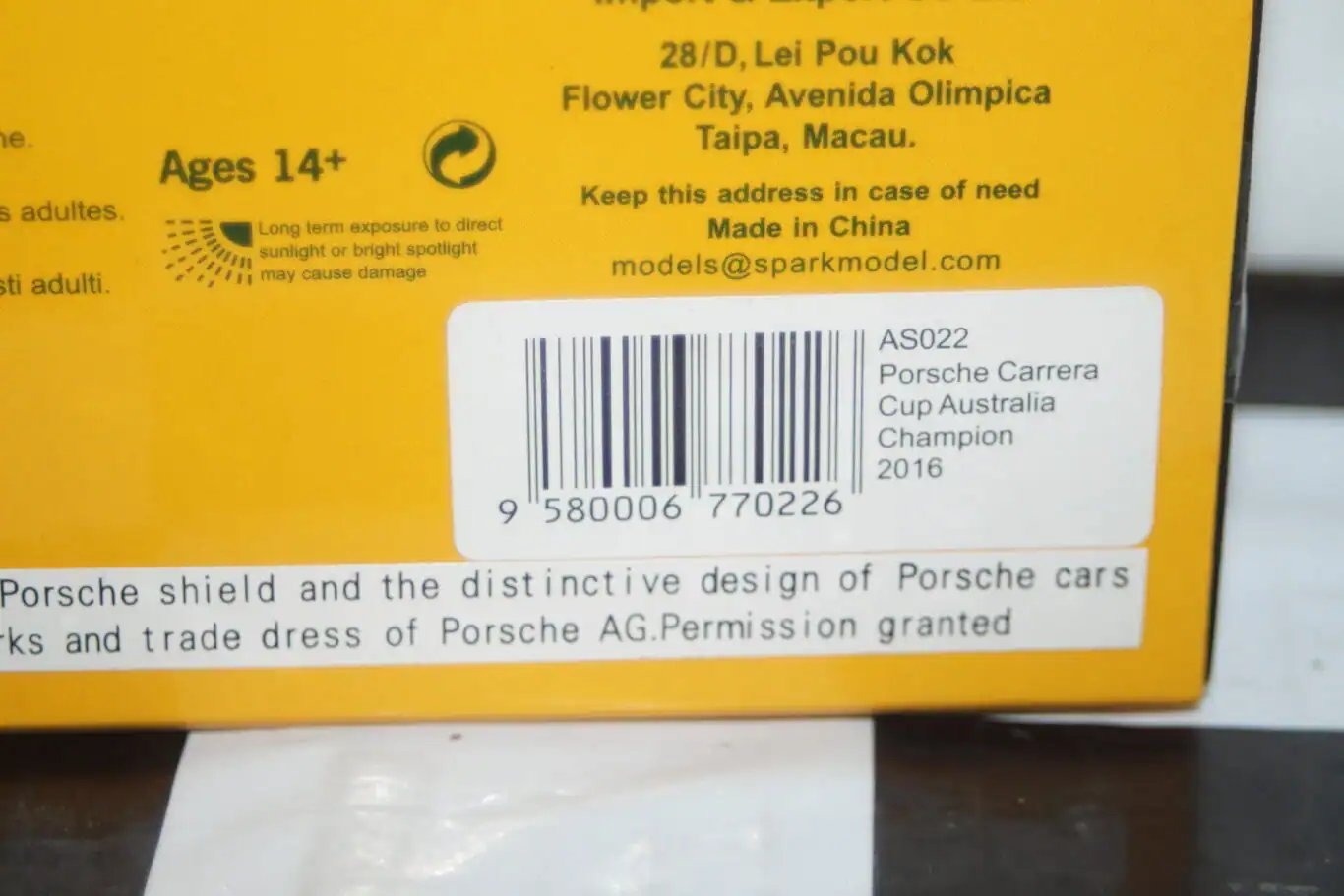 Spark porsche 911 gt3 carrera cup australia champion 2016 #7 1:43 as022