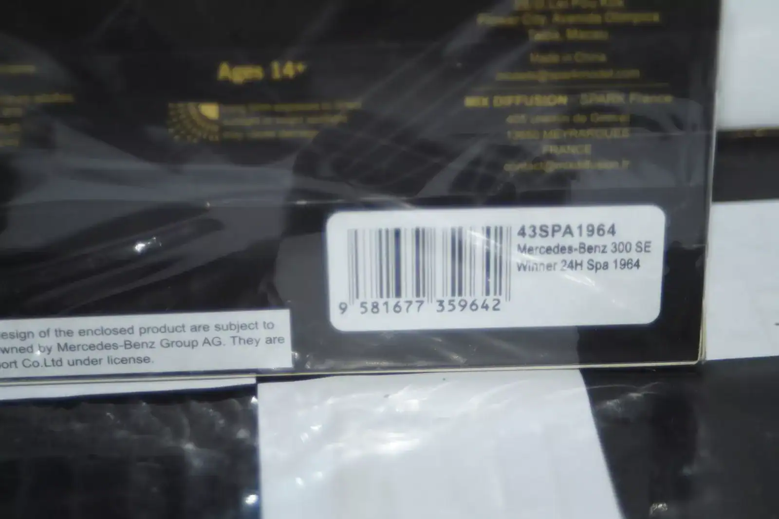 Spark mercedes benz 300 se winner 24h spa #102 1964 1:43 43spa1964