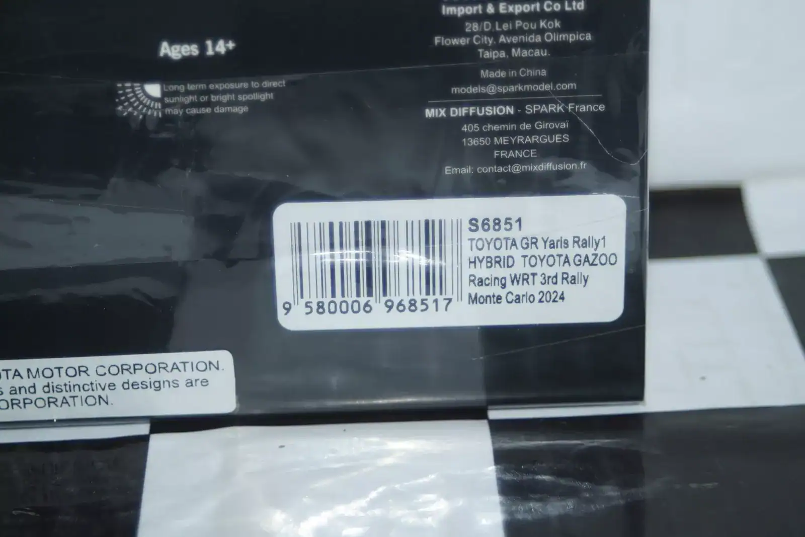 Spark toyota yaris gr rally monte carlo 2024 e.evans #33 1:43 resin s6851