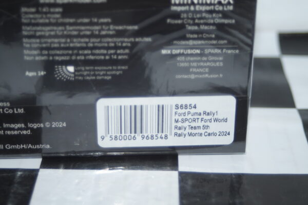 Ford puma 6th rally safari 2023 o.tanak #8 1:43 spark resin s6739