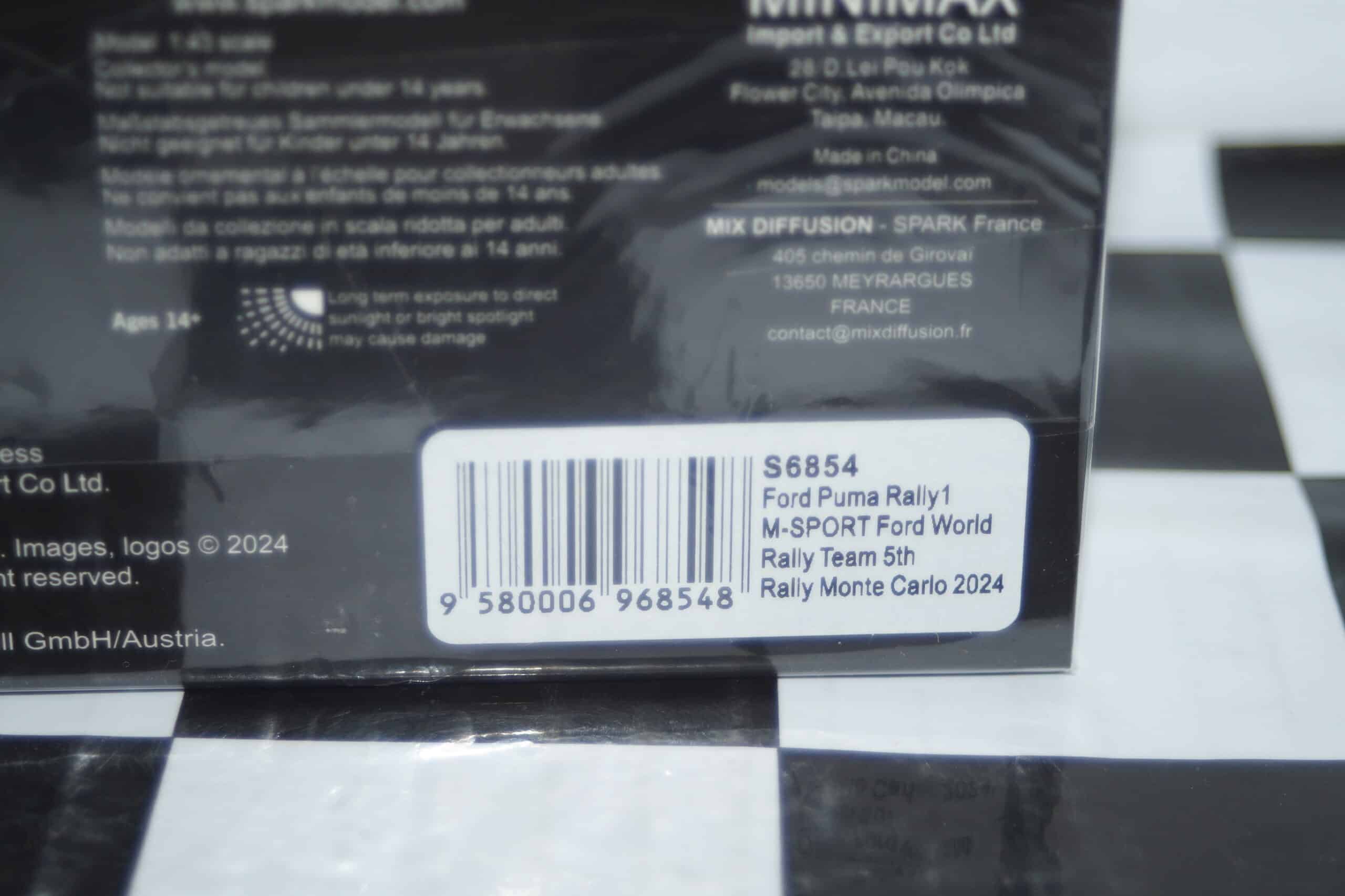 Ford puma 6th rally safari 2023 o.tanak #8 1:43 spark resin s6739