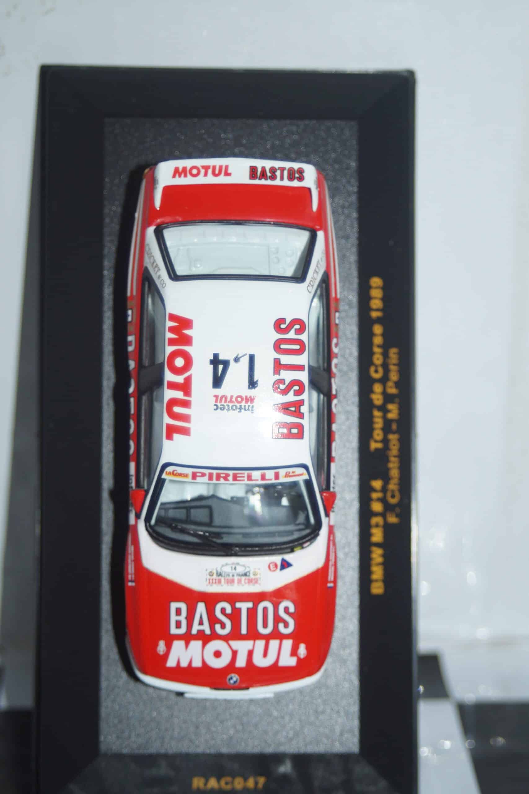 Ixo bmw m3 tour de corse #14 1989 f.chatriot 1:43 diecast rac047