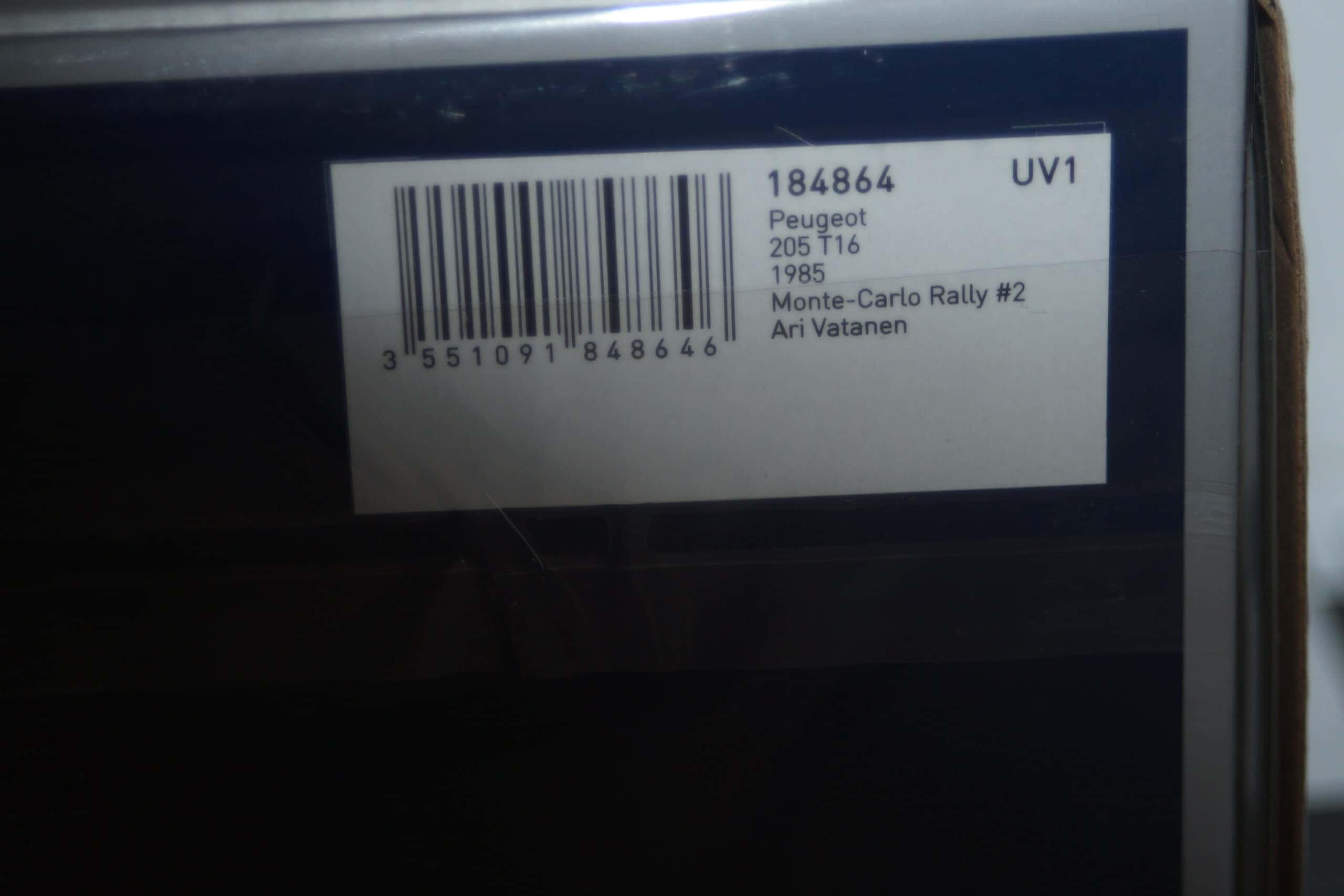 Norev peugeot 205 t16 monte carlo rally #2 1985 vatanen 1:18 184864