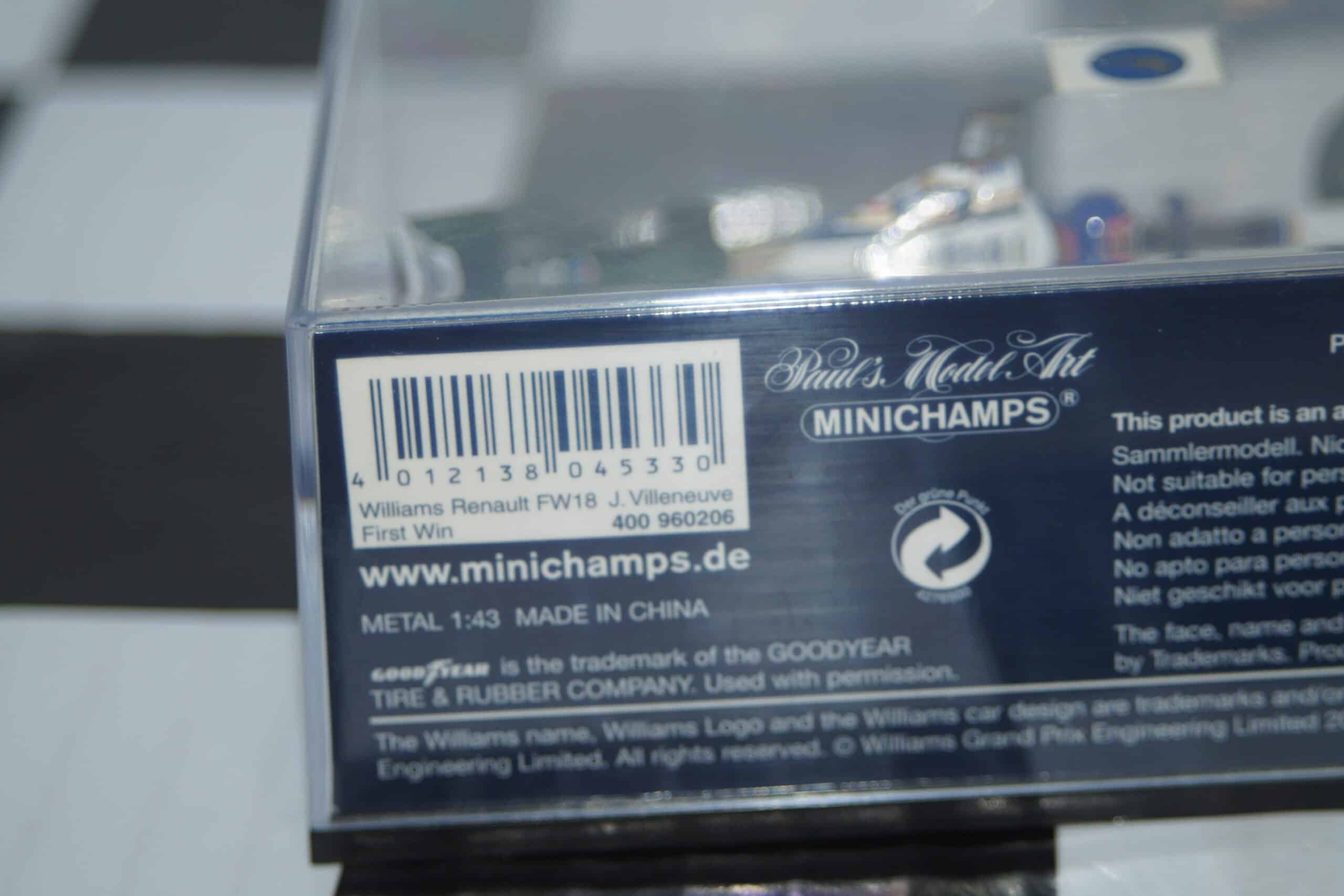 Minichamps williams renault fw19 j.villeneuve  430 970003 1:43